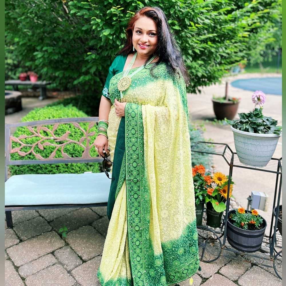 Women Pure Georgette With Chikankari Saree Designer Bollywood Wedding